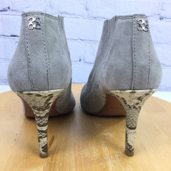 Coach Dovelyn Women's Snakeskin Heel Almond Toe Suede Pull On Ankle Bootie 6B - Picture 16 of 16